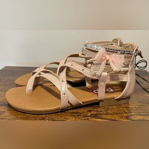 Pop Little Girls Begonia Pink Ankle Strap Flat Sandals NWT Size Little Girls 1